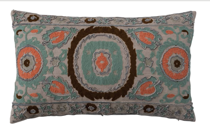 Multicolor Botanical Print Lumbar Pillow