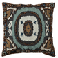 Teal & Brown Square Embroidered Pillow