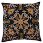 Black Square Embroidered Pillow with Floral Design