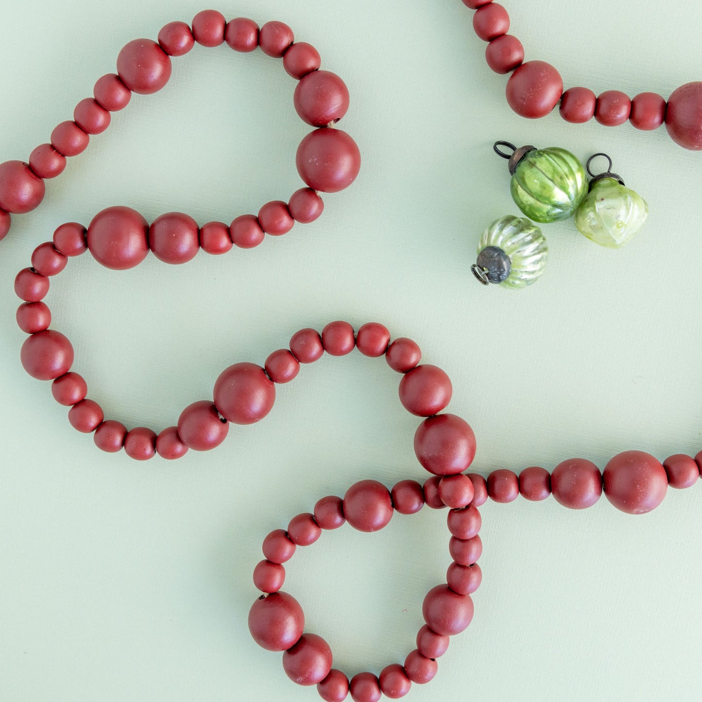 Red Paulownia Wood Bead Garland Red