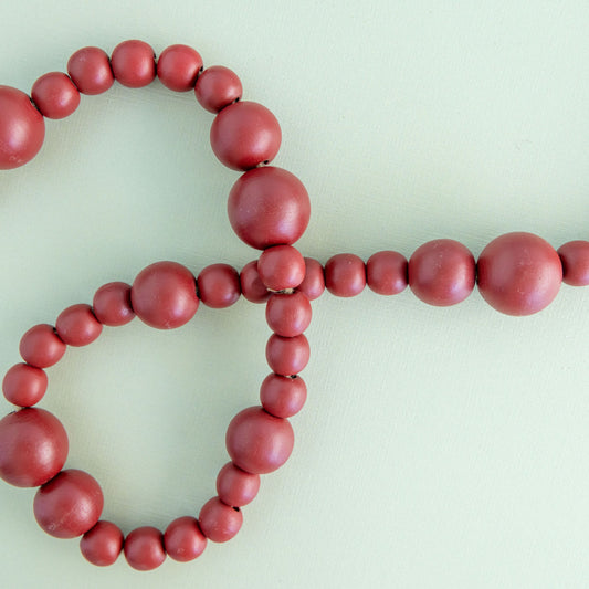 Red Paulownia Wood Bead Garland Red