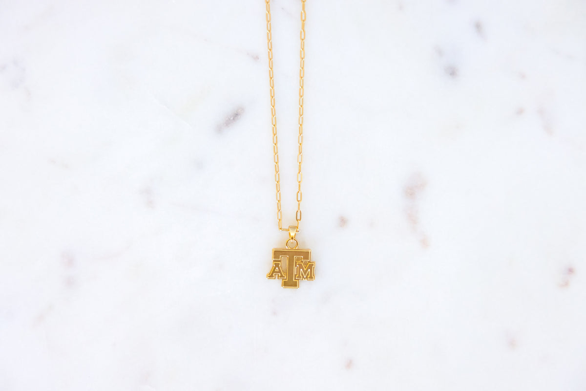 Collegiate Gold Logo Charm Necklace