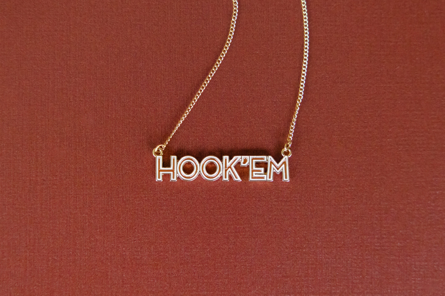 “Hook ’Em” Enamel Necklace