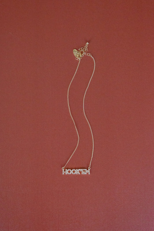 “Hook ’Em” Enamel Necklace