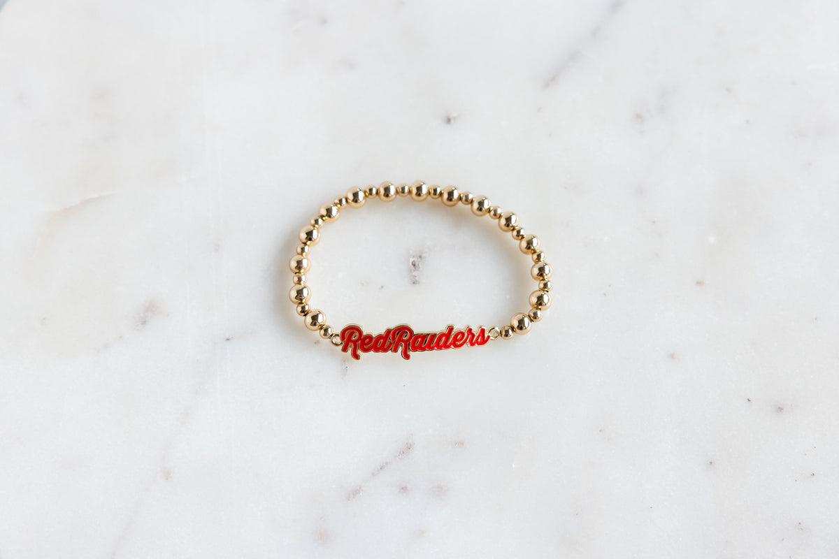Red Raiders Gold Beaded Bracelet