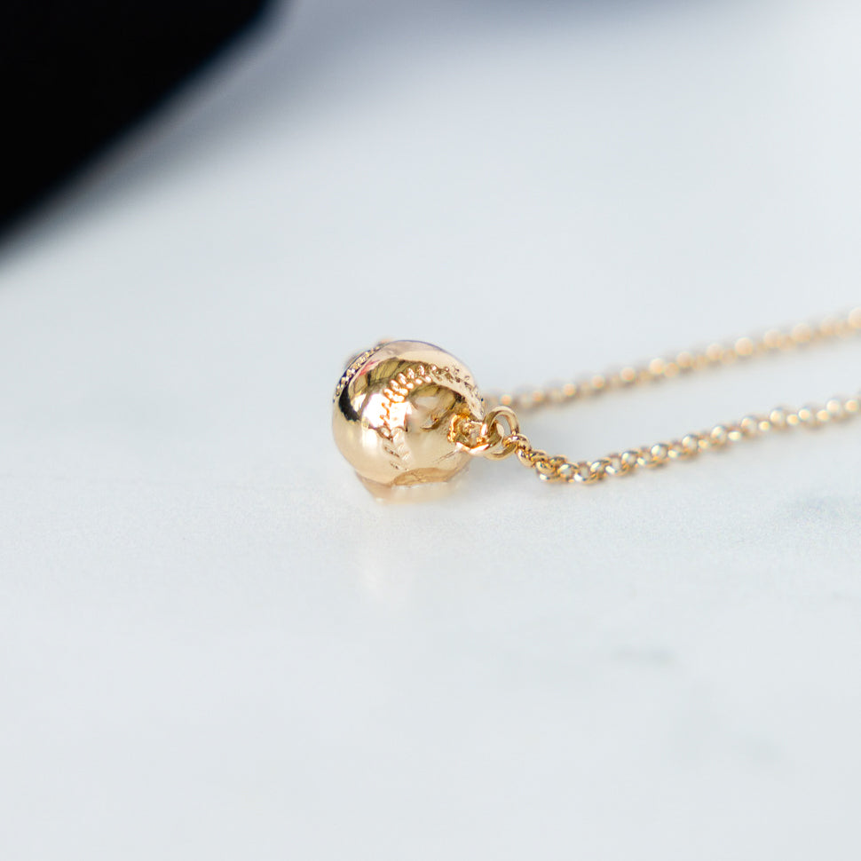 Gold Baseball Pendant Necklace