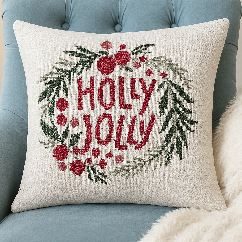 Holly Jolly Knit Pillow