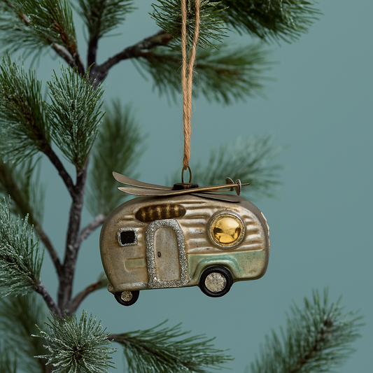 Retro Camper Glass Ornament