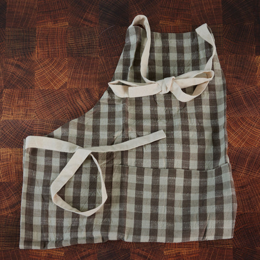 Check Cotton Apron with Pocket