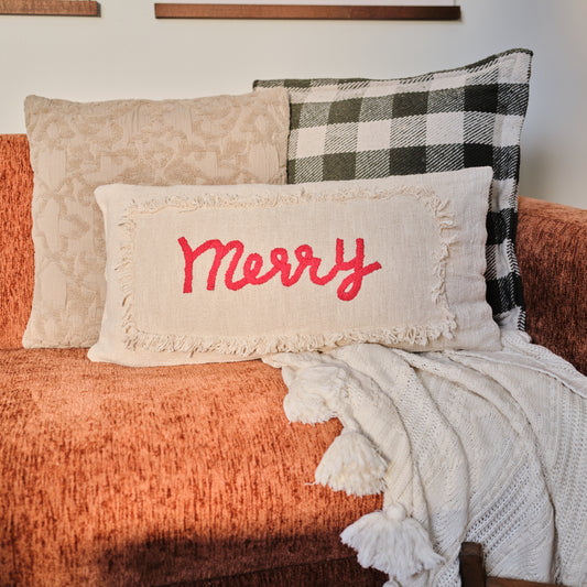 "Merry" Lumbar Pillow with Fringe