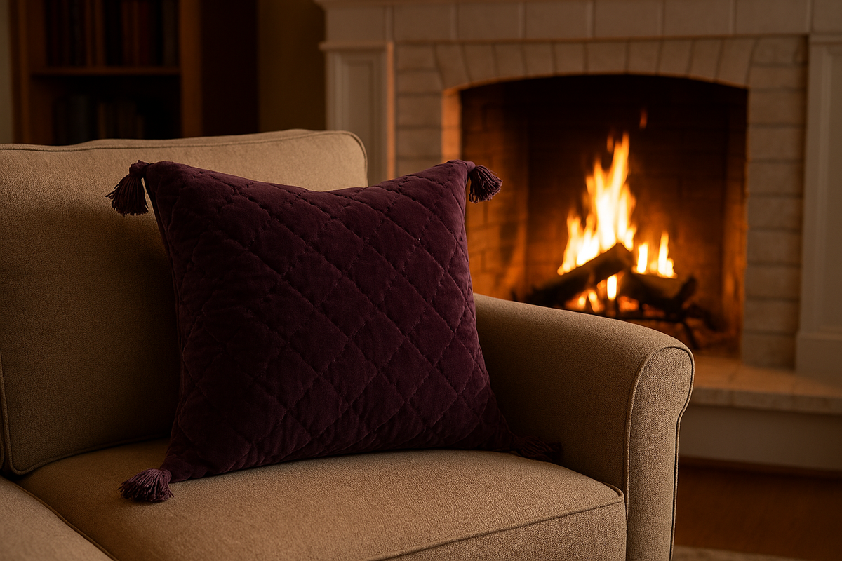 Purple Quilted Velvet Pillow