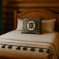 Teal & Brown Square Embroidered Pillow