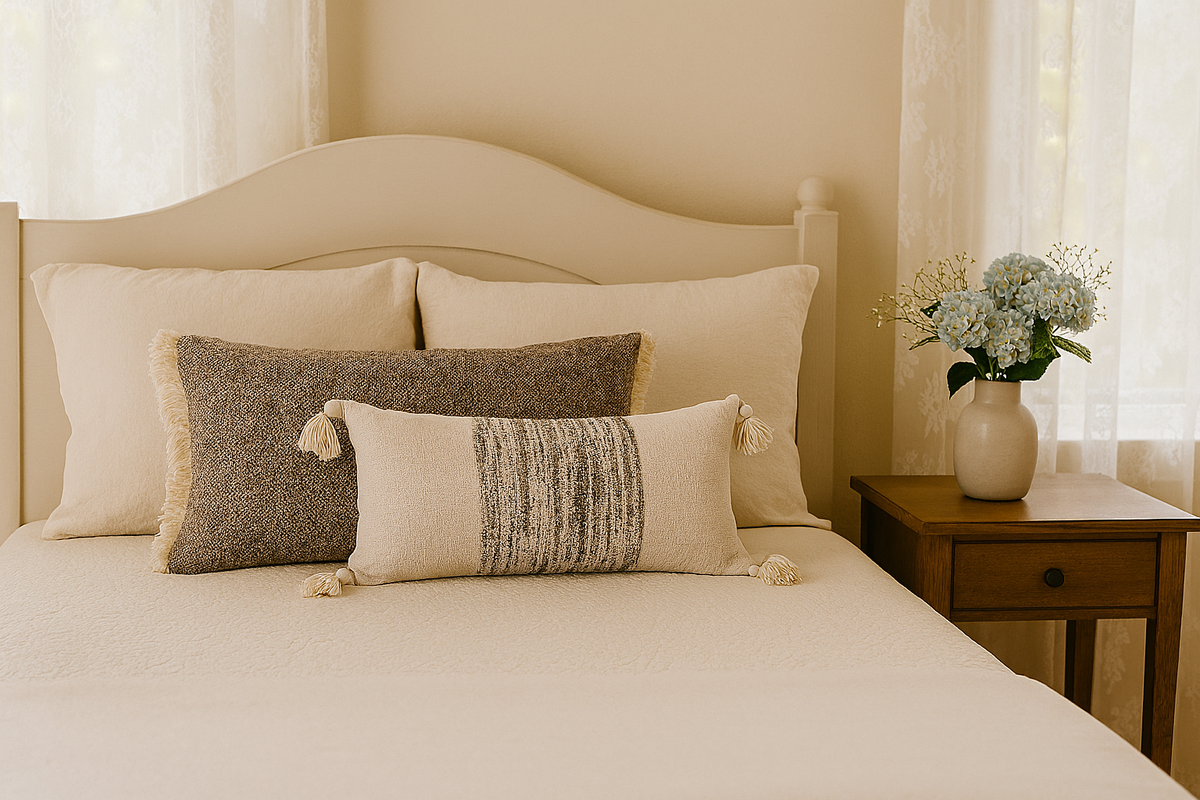 Woven Lumbar Pillow with Tassels