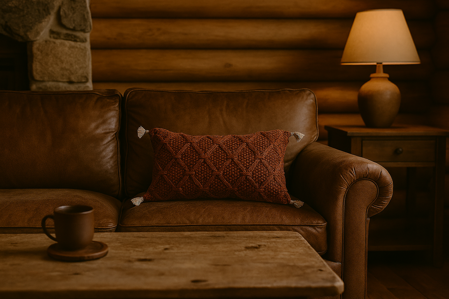 Rust Diamond Lumbar Pillow