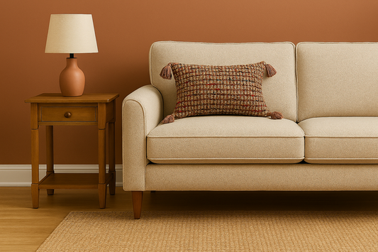 Woven Tassel Pillow with Multicolor Stitching