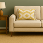Yellow & White Cotton Lumbar Pillow with Tassels