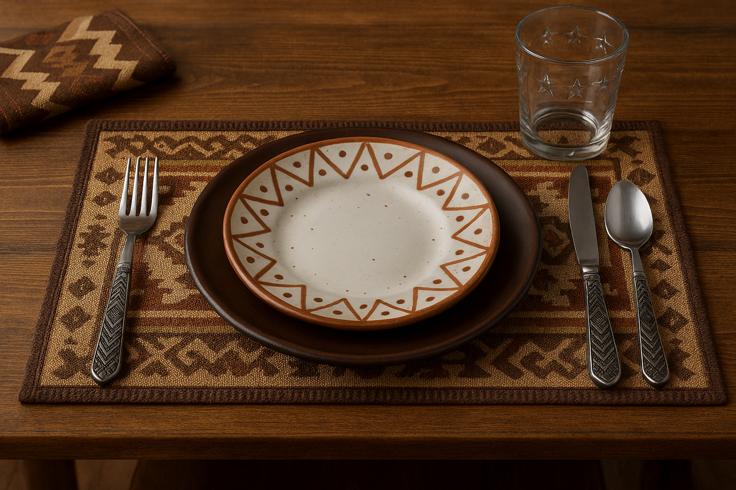 Hand-Painted Zigzag Dotted Pattern Plate