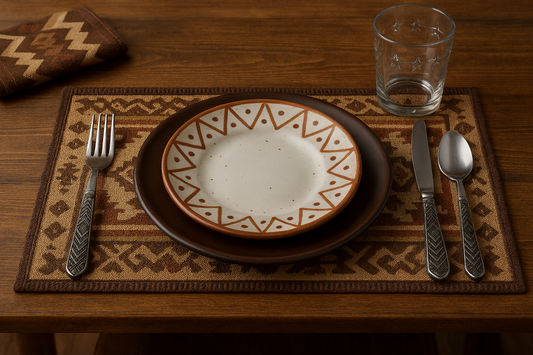 Hand-Painted Zigzag Dotted Pattern Plate