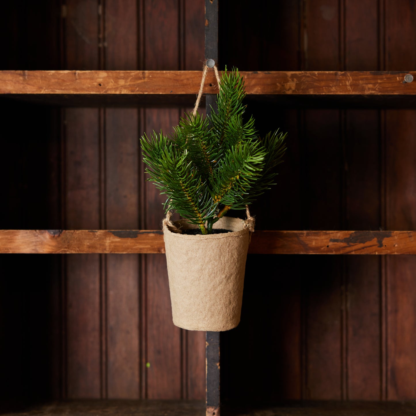 Faux Greenery In Hanging Paper Pot