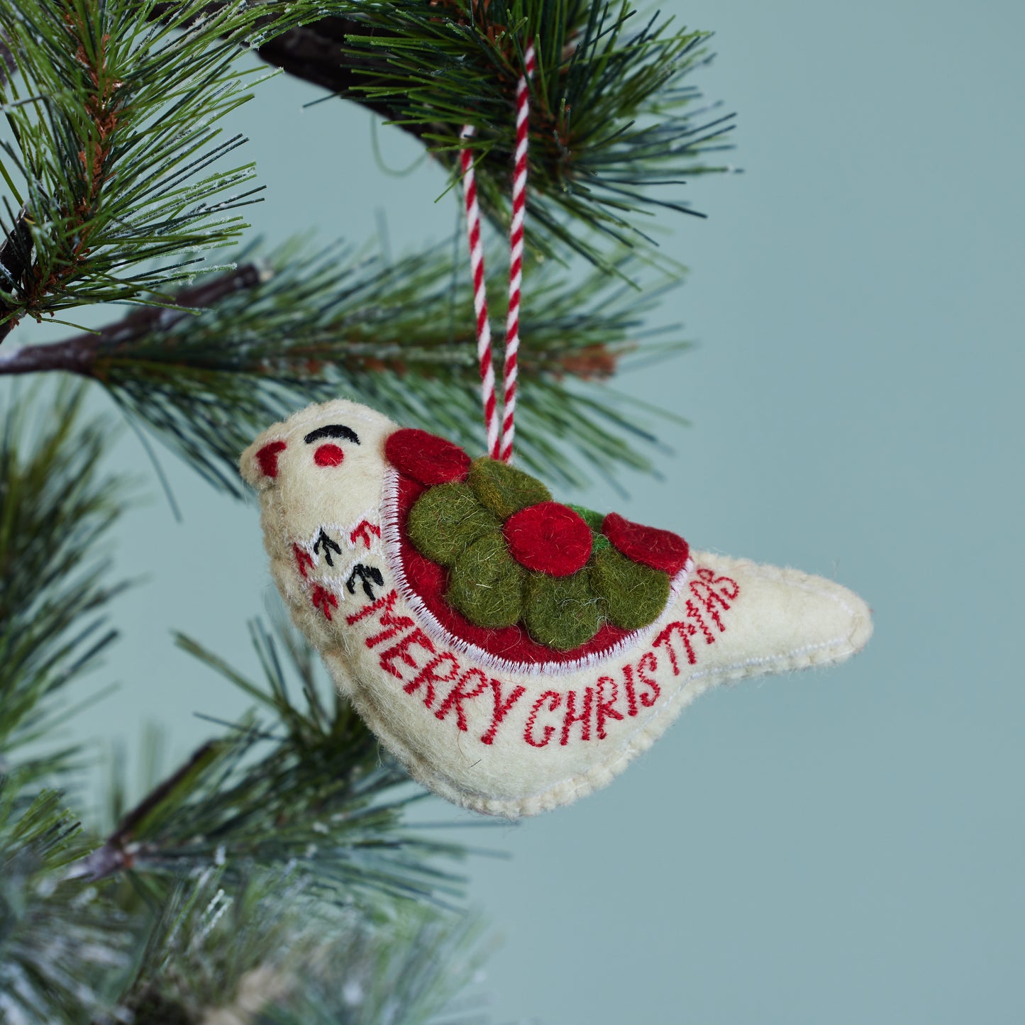 Felt Animal Ornament with Holiday Saying