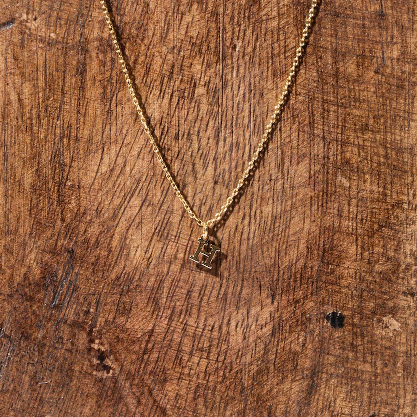 Gold Solid Initial Necklace