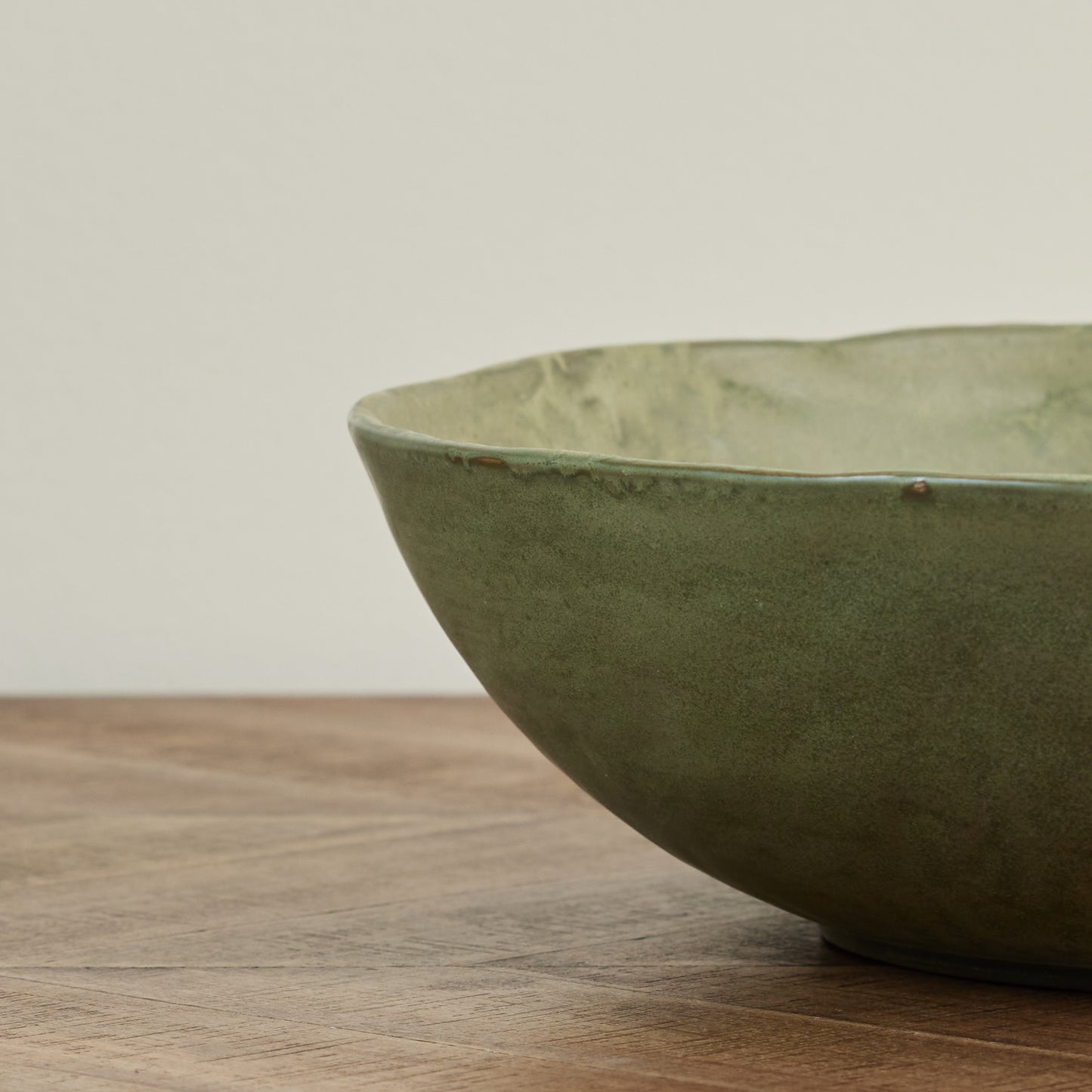 Green Glazed Serving Bowl