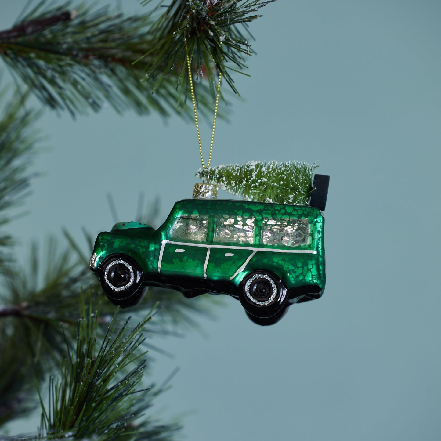Hand-Painted Glass Vintage Vehicle Ornament