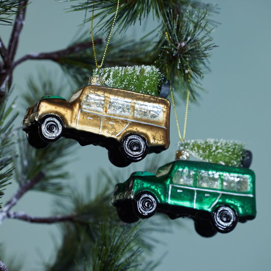 Hand-Painted Glass Vintage Vehicle Ornament