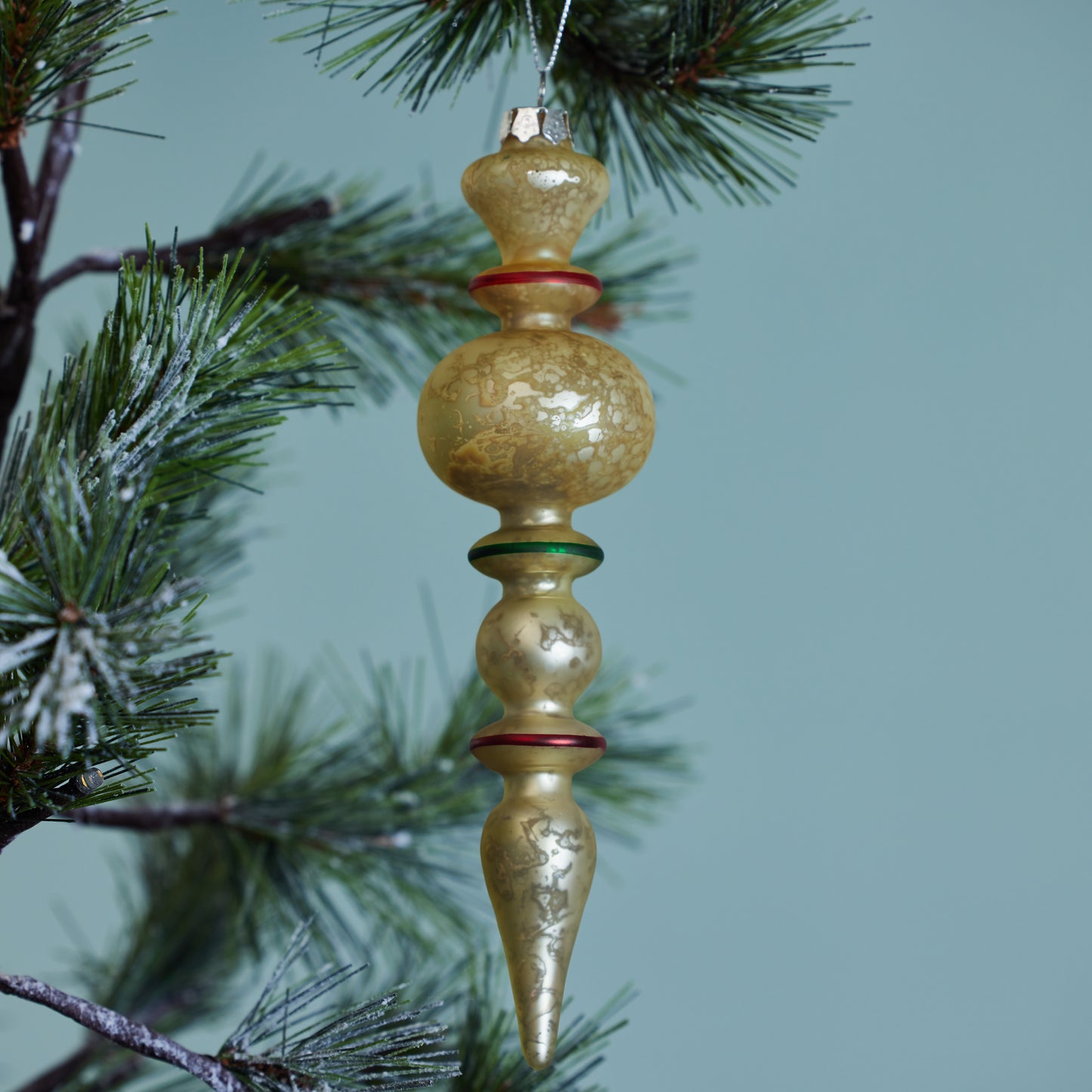Hand-Painted Mercury Glass Finial Ornament