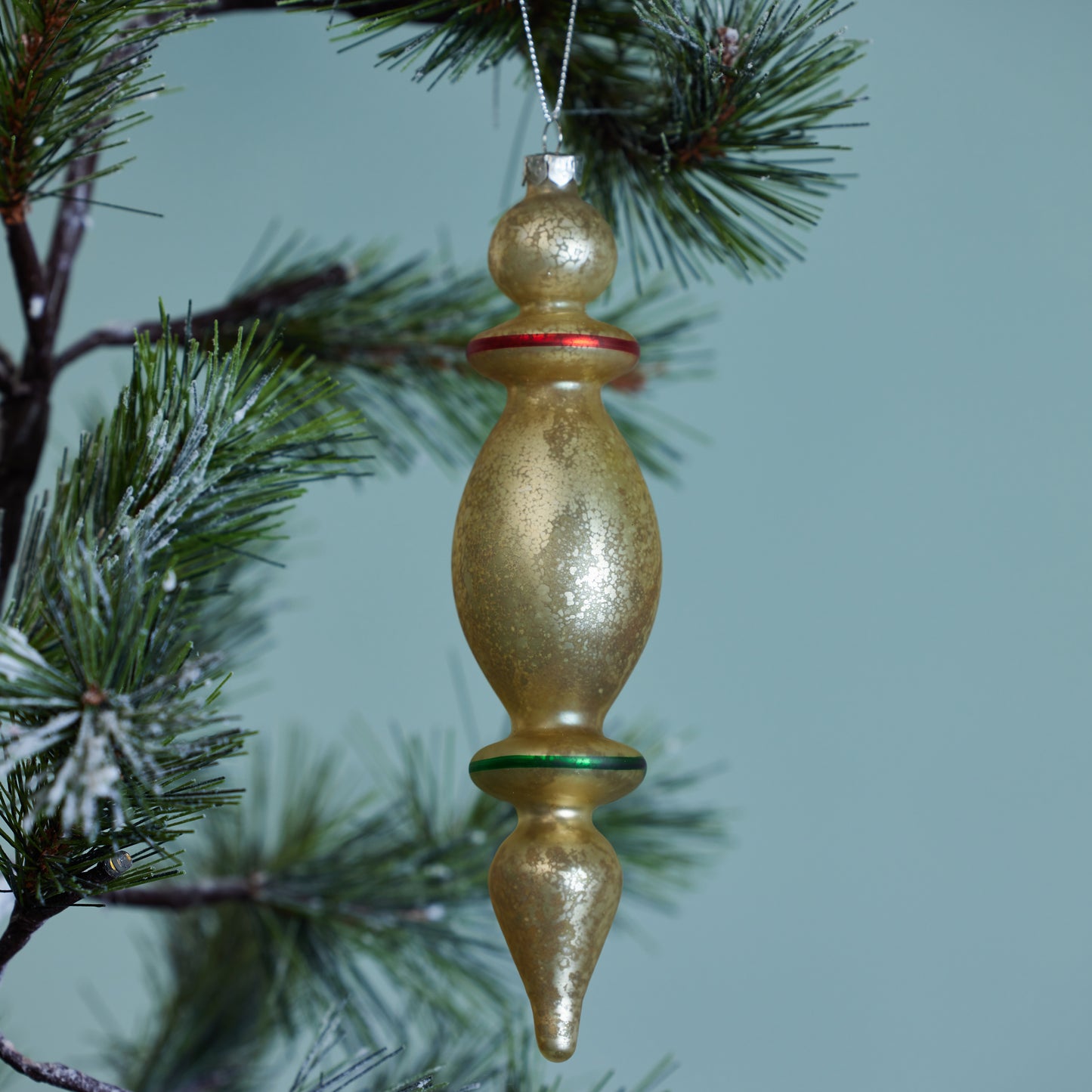 Hand-Painted Mercury Glass Finial Ornament