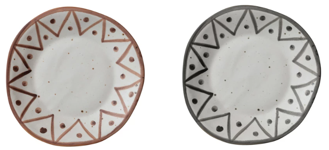 Hand-Painted Zigzag Dotted Pattern Plate