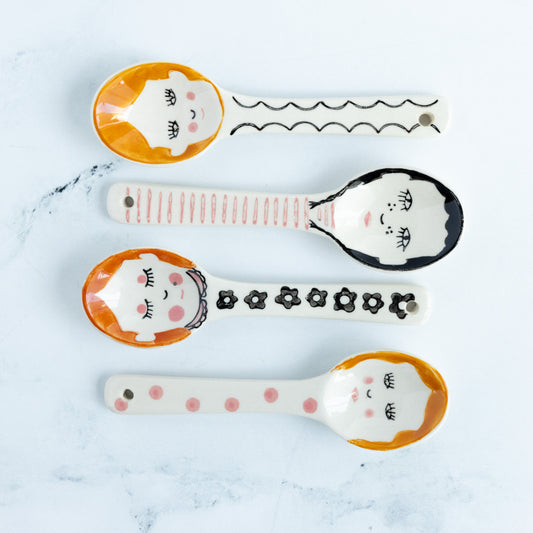 Painted Stoneware Face Spoons