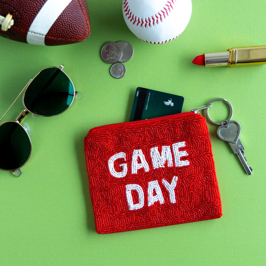 Game Day Beaded Coin Pouch with Keyring
