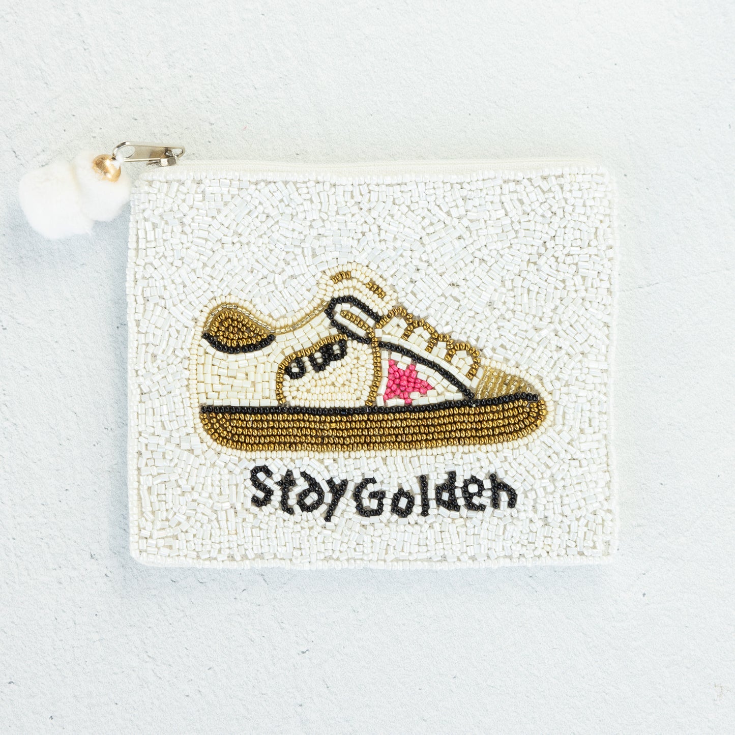 "Stay Golden" Beaded Coin Pouch