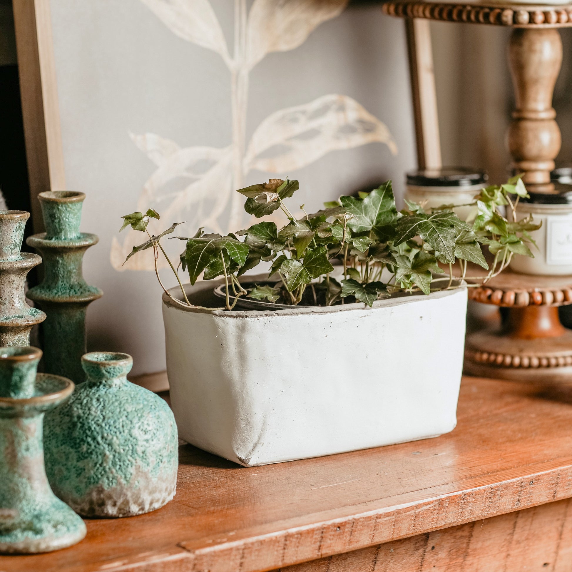 cement pot plants White Cement Planters – 80AcreMarket.com