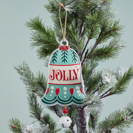 "Jolly" Metal Bell Ornament