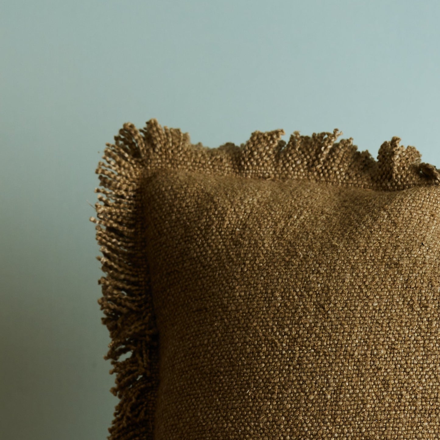 Olive Woven Pillow with Fringe