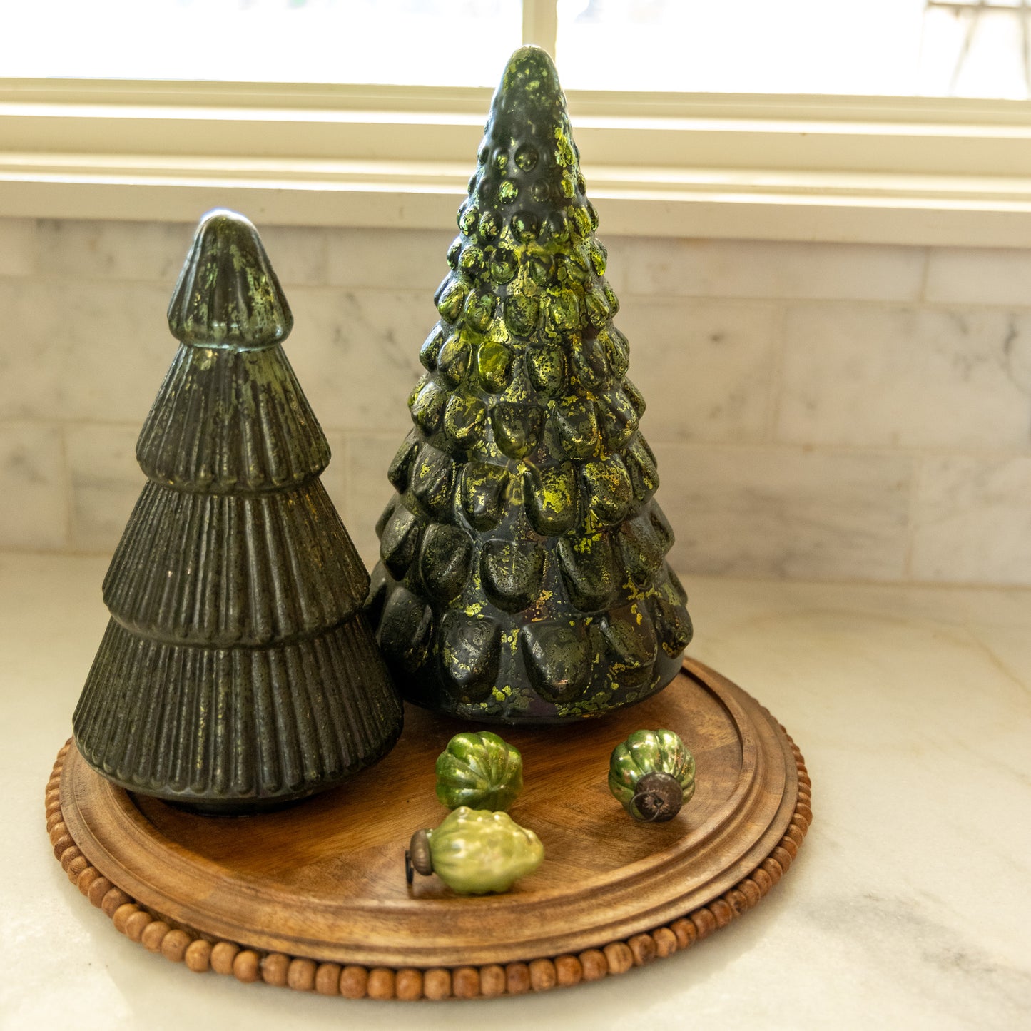 Small Green Glass Tree Decor