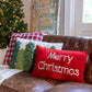 Velvet "Merry Christmas" Lumbar Pillow