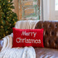 Velvet "Merry Christmas" Lumbar Pillow