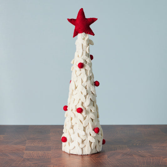 Red & White Handmade Felt Tree