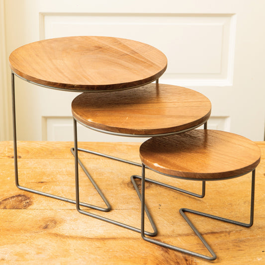 Round Risers with Wood Tops Set