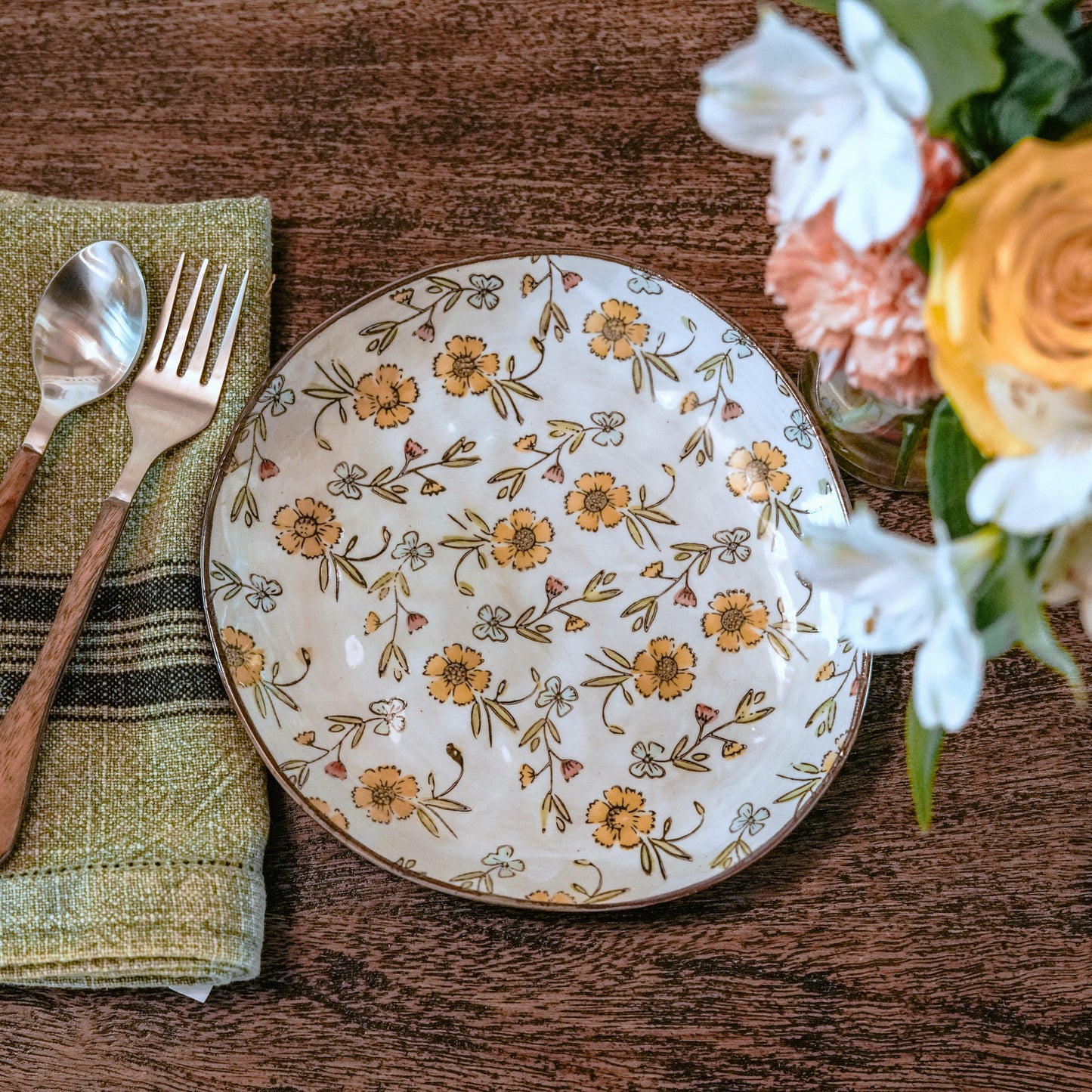 Hand-Painted Floral Plate