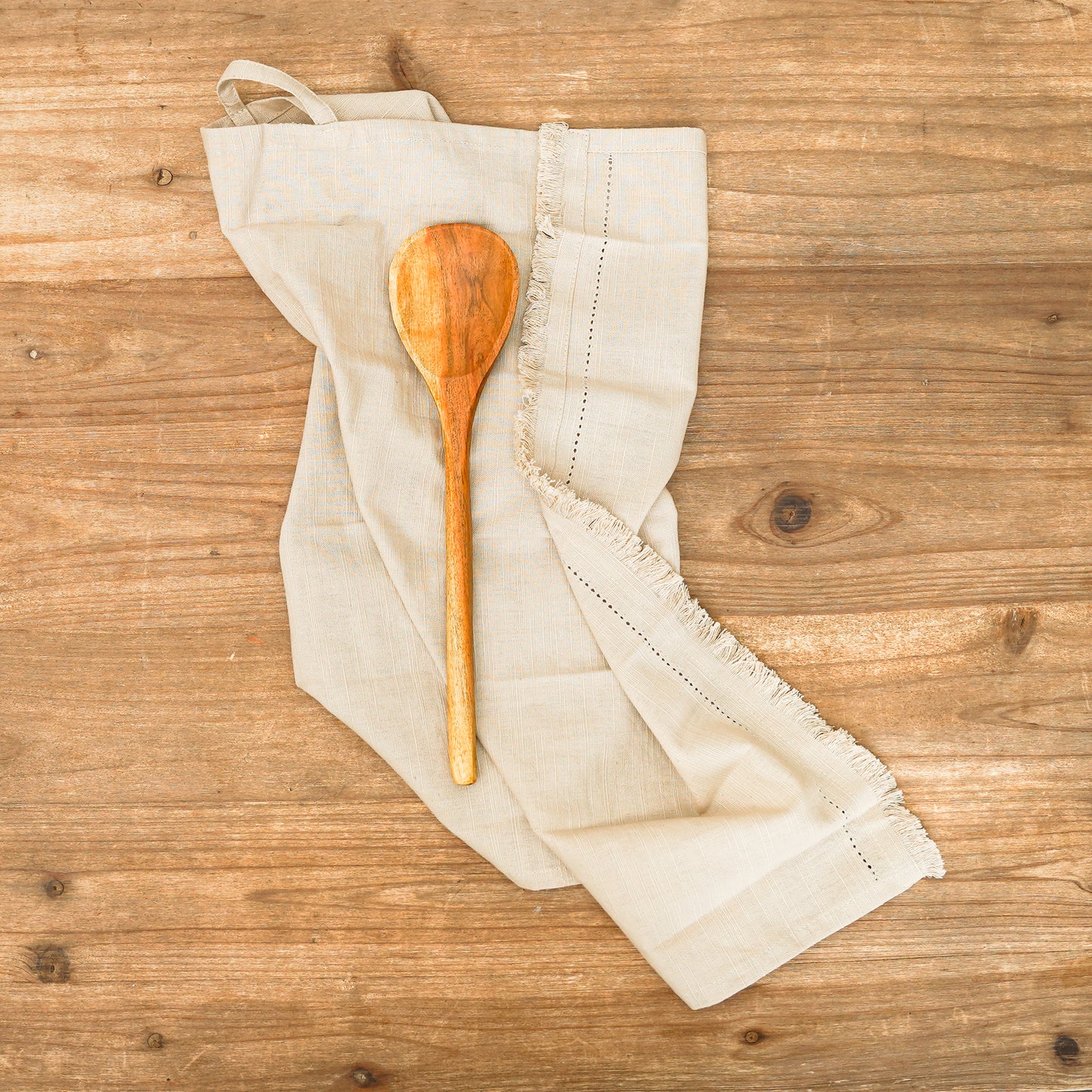 Tea Towel with Hand-Carved Spoon