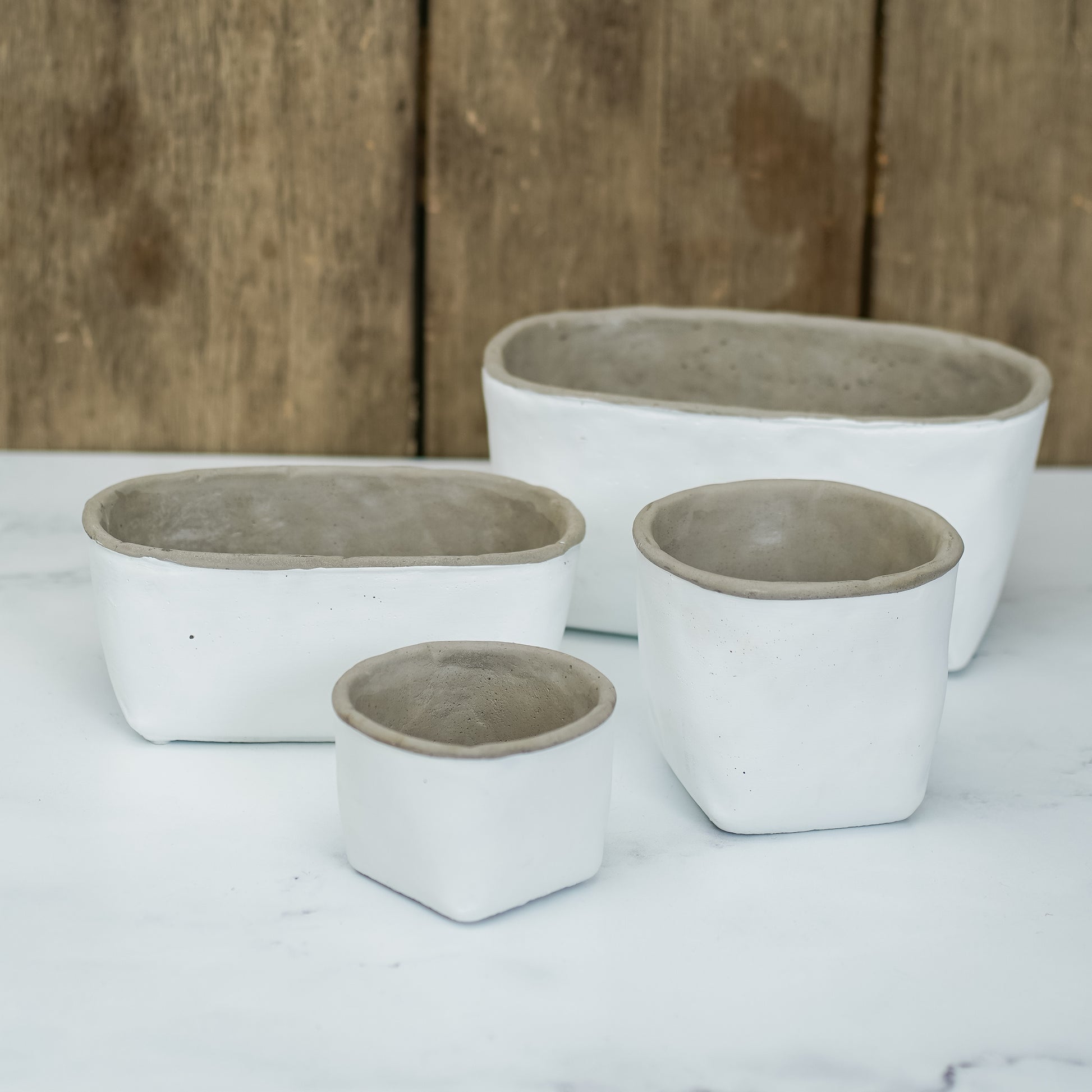 cement look planter pot White Cement Planters – 80AcreMarket.com