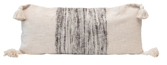 Woven Lumbar Pillow with Tassels