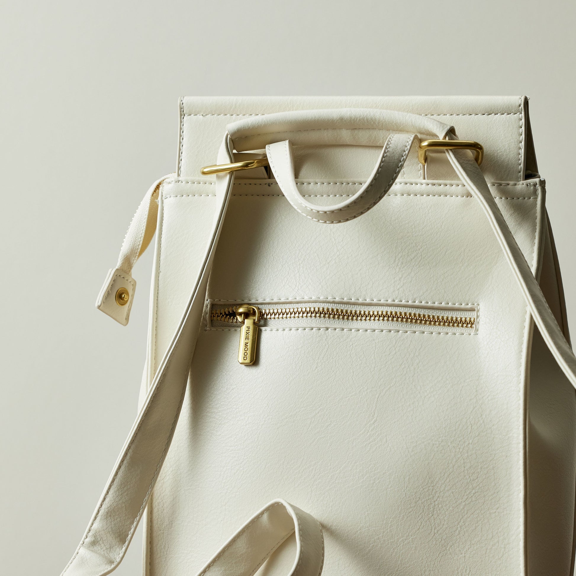 convertible mini backpack leather Convertible Leather Backpack – Coconut Cream