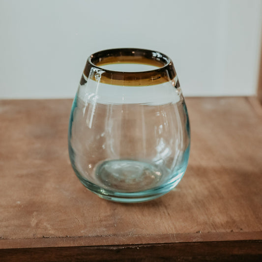 Amber Rim Stemless Wine Glass