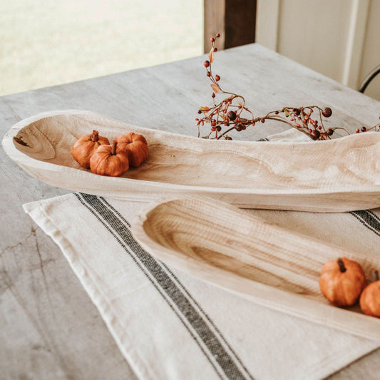Hand Carved Oval Wooden Bowls