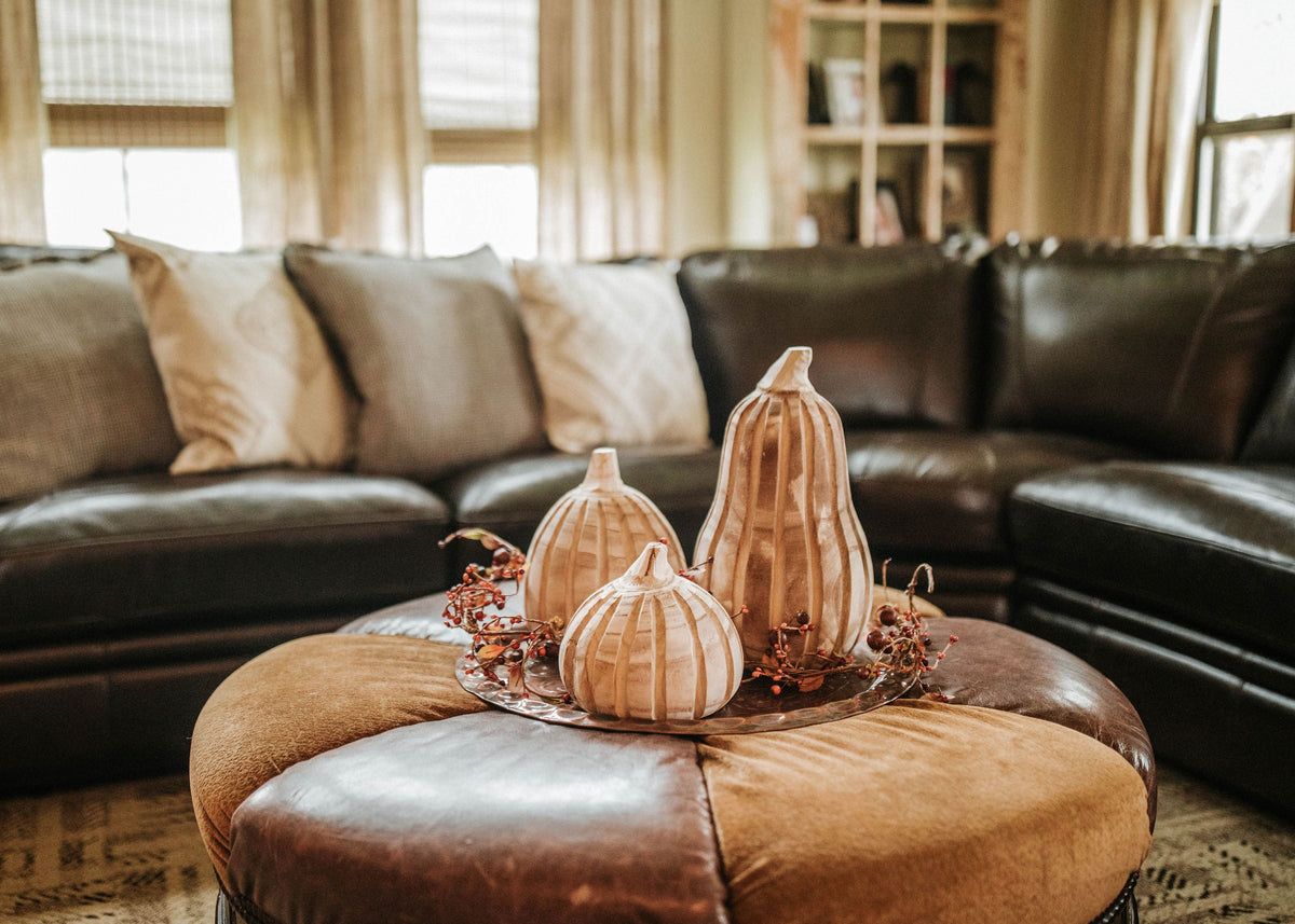 Carved Natural Wood Pumpkins